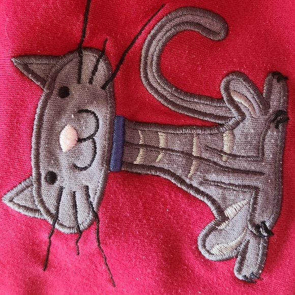 Bechamel Petites size PL cats and mice themed pullover long sleeve shirt red - Picture 10 of 15